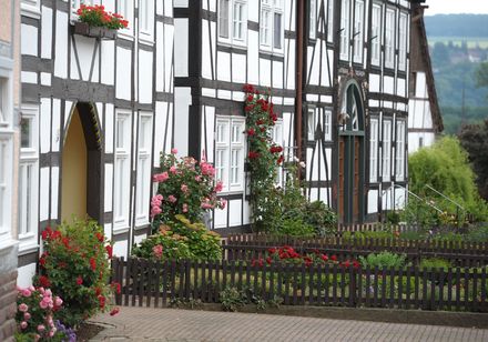 Fachwerkensemble mit Vorgärten